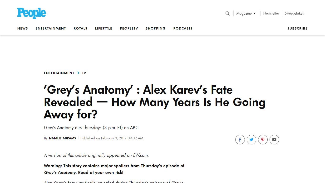 Grey's Anatomy: Alex Karev's Fate Revealed - PEOPLE.com