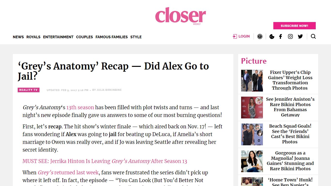 'Grey's Anatomy' Recap — Did Alex Go to Jail? - Closer Weekly