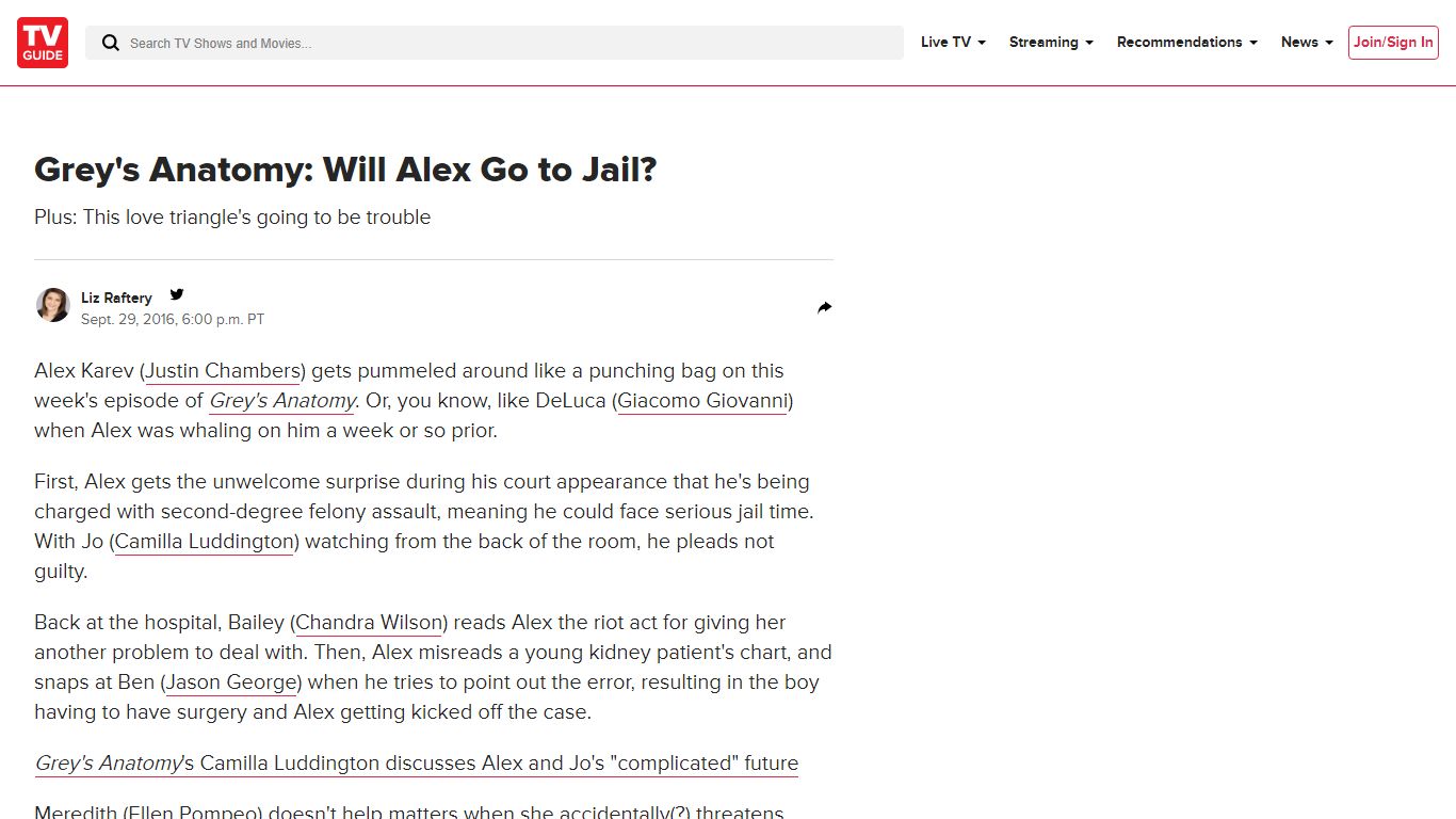 Grey's Anatomy: Will Alex Go to Jail? - TVGuide.com